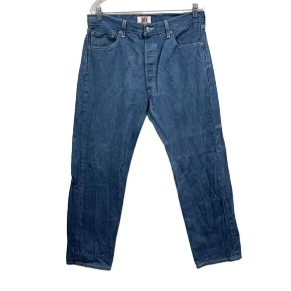 Levis 501 Jeans Mens 36x32 Button Fly Straight Leg Denim Classic Vintage - Picture 2 of 9